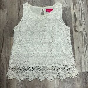 Lilly Pulitzer Target White Floral Lace Lined Tank Top Blouse Sleeveless Sz LG
